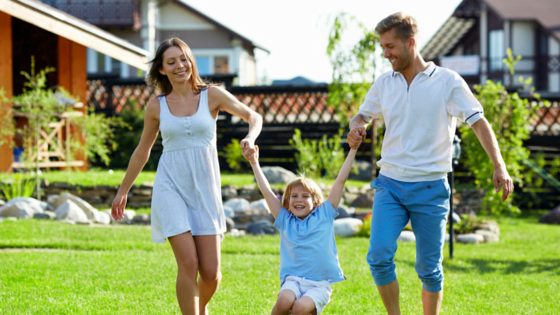 Family Enjoying their Lawn